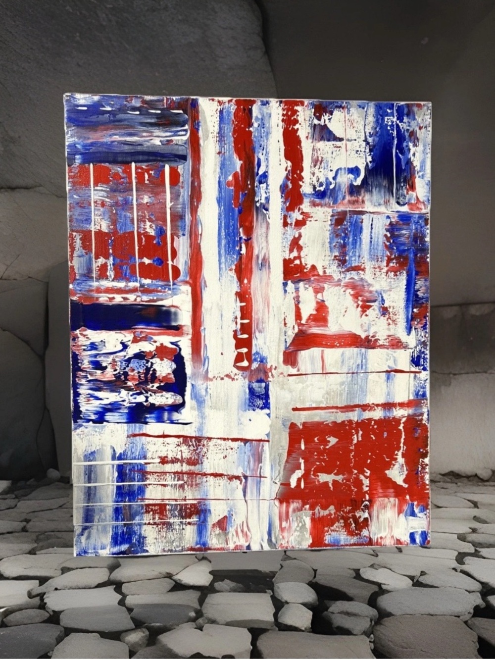 Canvas Painting 16 X 20 Acrylic Hand Painted Red White Blue American Soldier